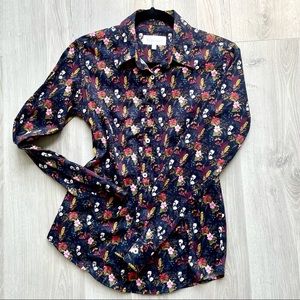 Cotton button-down floral dress shirt worn once